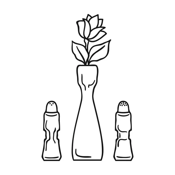 Vazo çiçek simgesi beyaz arka plan üzerinde izole anahat tarzı ile. Restoran sembol stok vektör çizim. — Stok Vektör