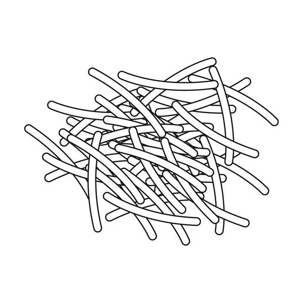 Icône de pâtes Filini dans un style de contour isolé sur fond blanc. Types de symboles de pâtes illustration vectorielle de stock . — Image vectorielle