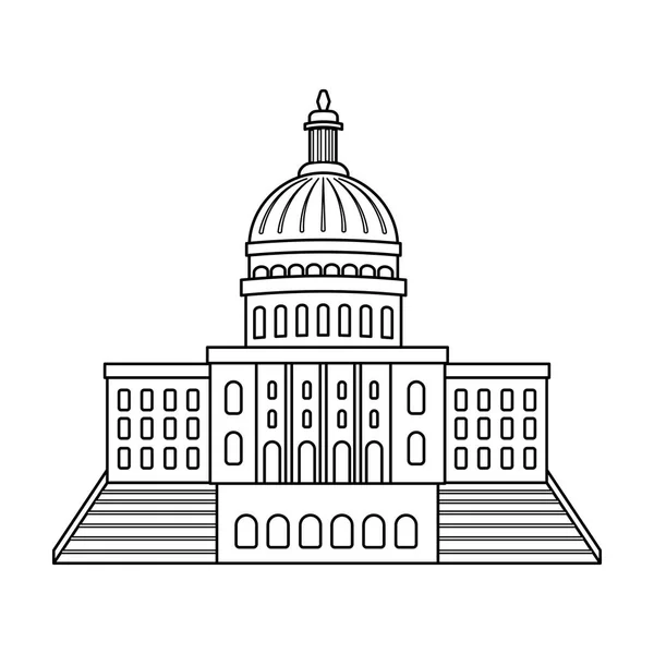 Kapitolium ikonen i dispositionsformat isolerad på vit bakgrund. USA land symbol lager vektorillustration. — Stock vektor