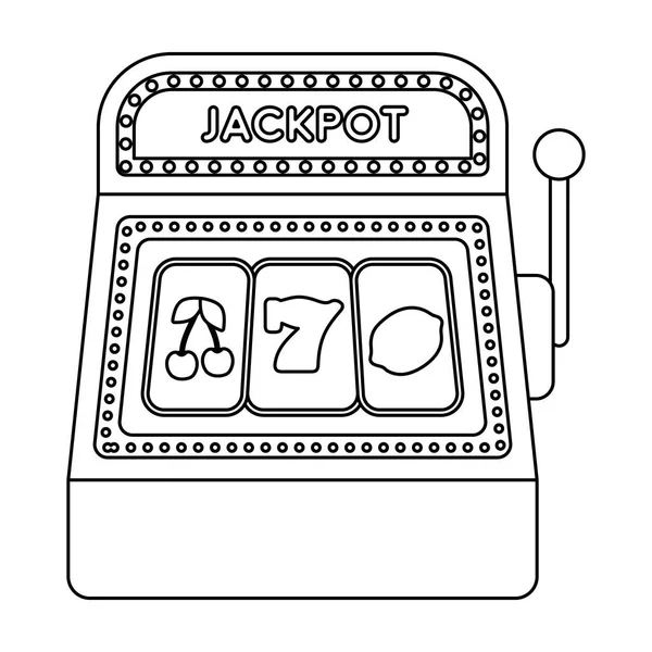 Slot machine icon in outline style isolated on white background. 