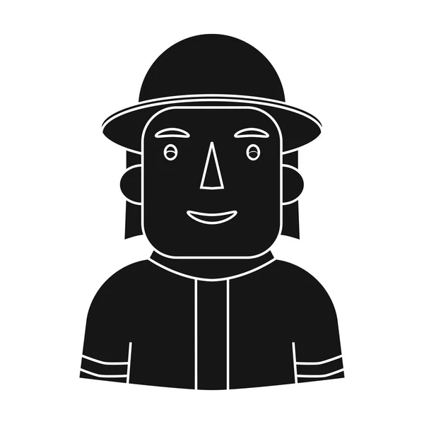 Brandman-ikonen i svart stil isolerad på vit bakgrund. Människor av olika yrke symbol Lager vektor illustration. — Stock vektor