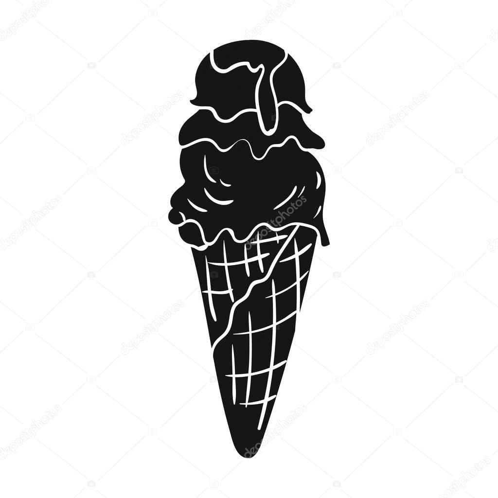 Italian gelato icon in black style isolated on white background. Italy country symbol vector illustration.