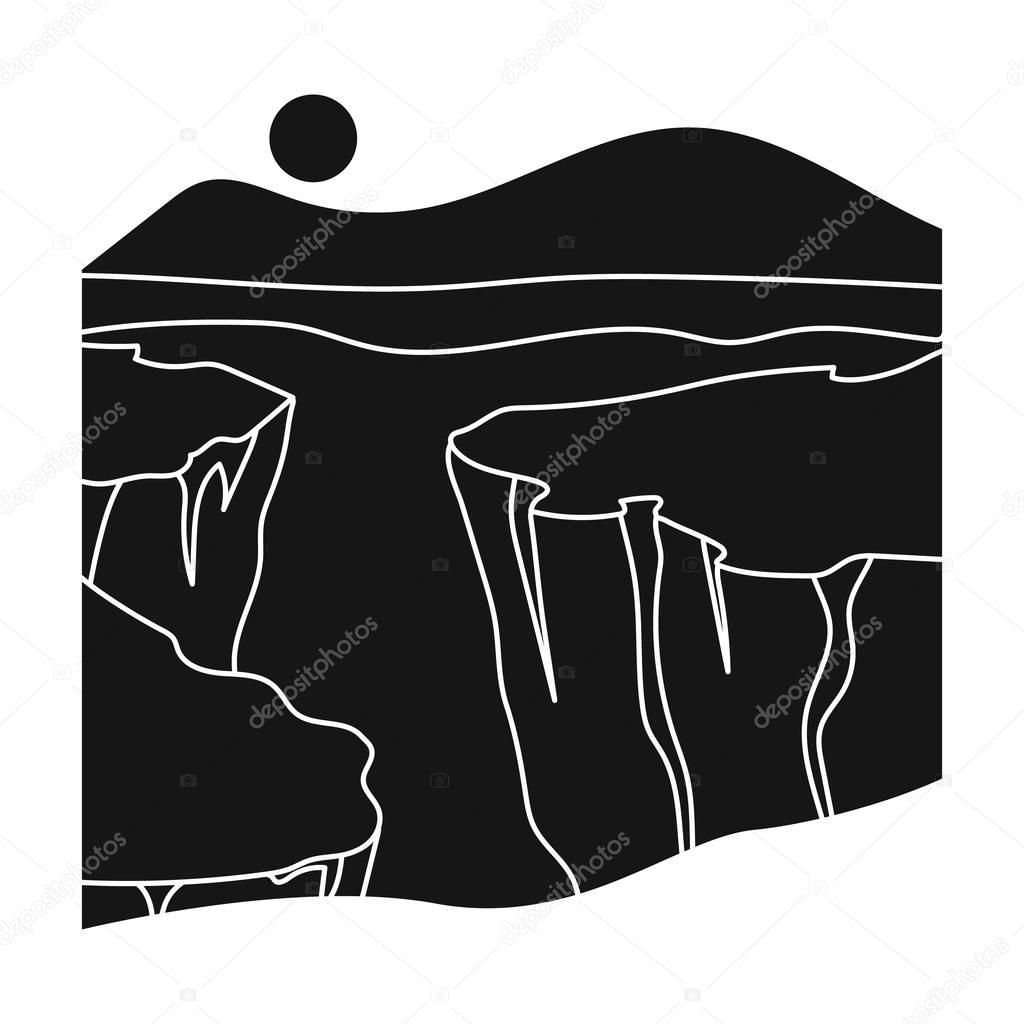 Grand Canyon icon in black style isolated on white background. USA country symbol vector illustration.