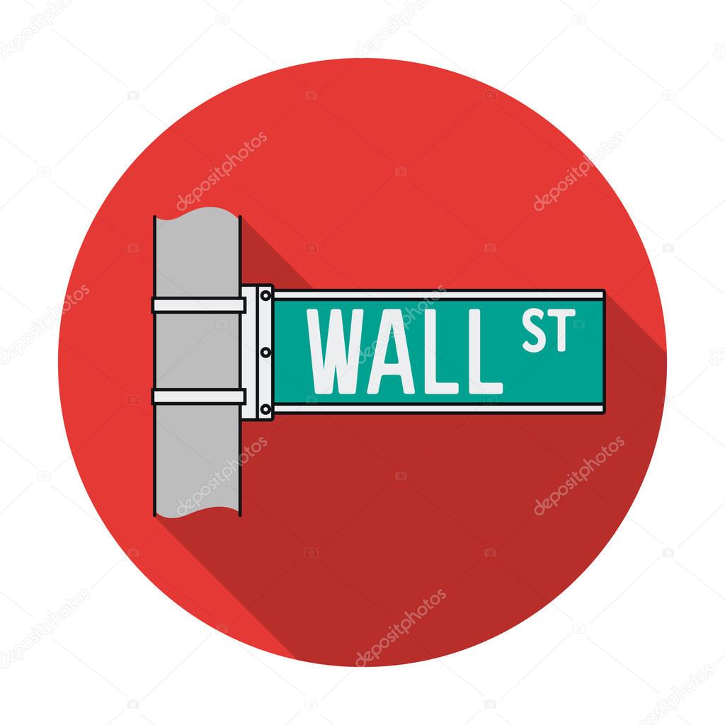 Wall Street sign icon in flat style isolated on white background. Money and finance symbol vector illustration.