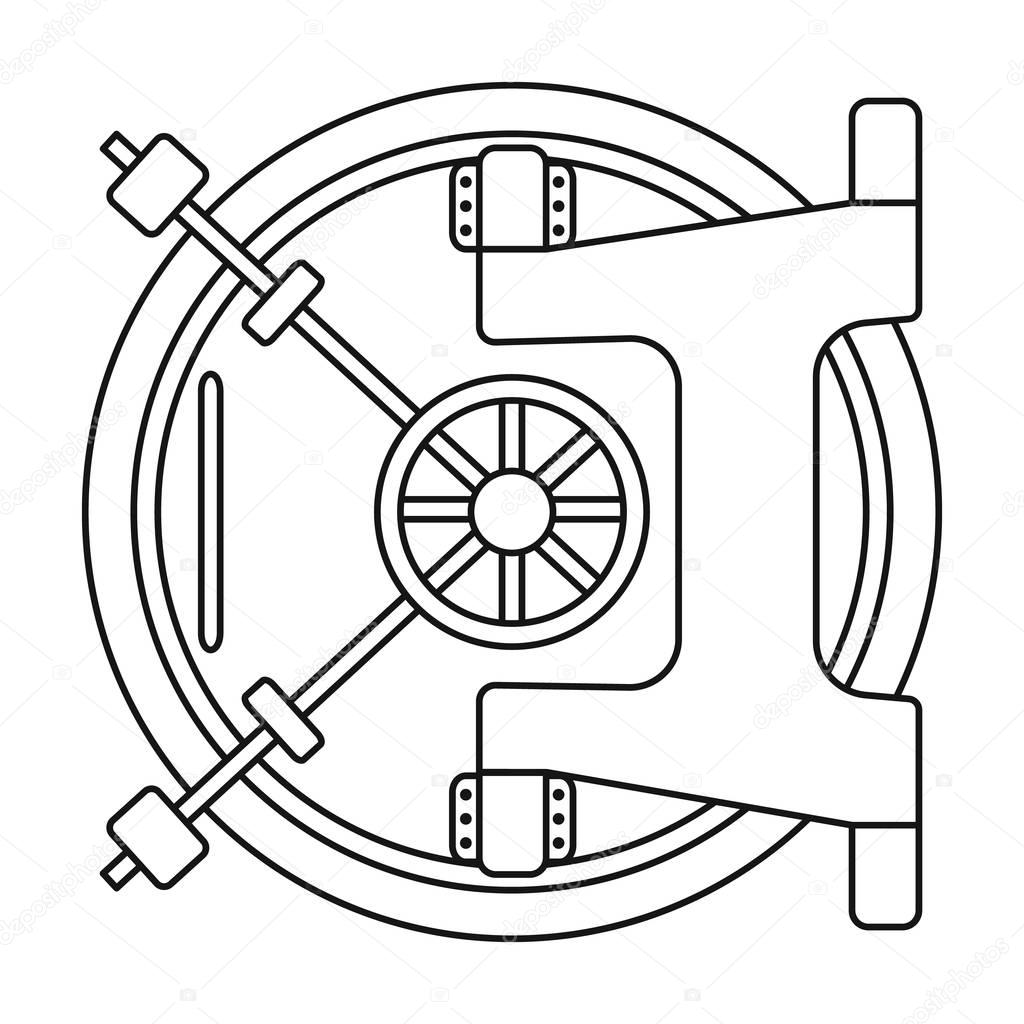 Bank vault icon in outline style isolated on white background. Money and finance symbol vector illustration.