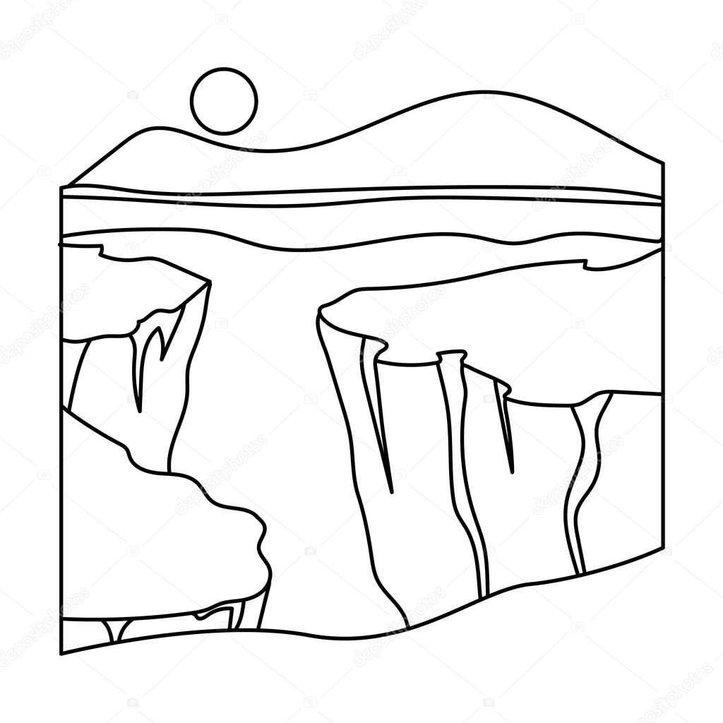 Grand Canyon icon in outline style isolated on white background. USA country symbol vector illustration.