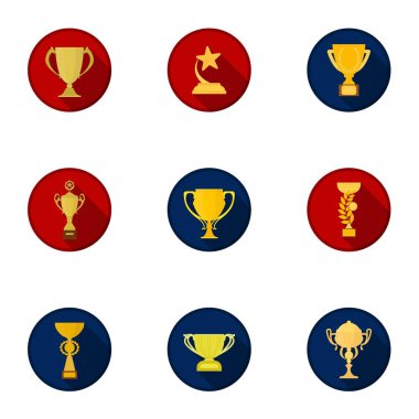 Kazanan Kupası karikatür tarzı simgeleri ayarlayın. Kazanan Kupası vektör simge stok çizim büyük toplama
