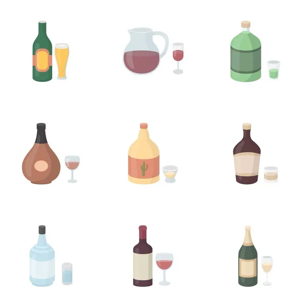 Alkohol sada ikon ve stylu kreslených. Velký výběr alkoholu vektor symbol skladem ilustrace — Stockový vektor