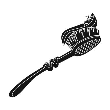 Siyah stil beyaz arka plan üzerinde izole simgesinde diş macunu ile diş fırçası. Diş Bakımı sembol stok vektör çizim.