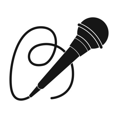 Siyah stil beyaz arka plan üzerinde izole mikrofon simgesi. Olay hizmeti sembol stok vektör çizim.