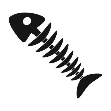 Balık iskelet simge siyah stil beyaz arka plan üzerinde izole içinde. Çöp ve atık sembol stok vektör çizim.