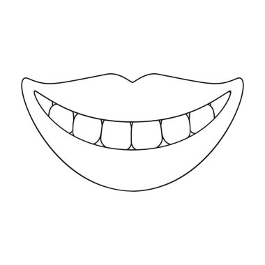 Beyaz dişler simgesi beyaz arka plan üzerinde izole anahat tarzı ile gülümse. Diş Bakımı sembol stok vektör illustration.s