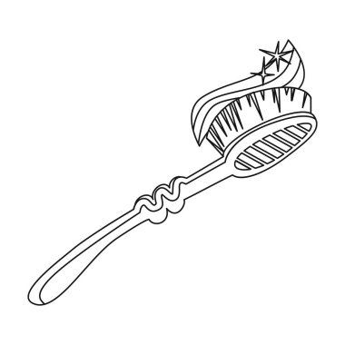 Diş fırçası Diş macunu simgesi beyaz arka plan üzerinde izole anahat tarzı ile. Diş Bakımı sembol stok vektör çizim.