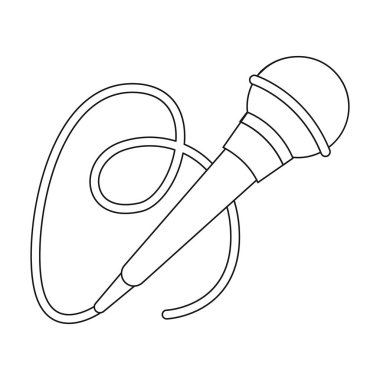 Mikrofon simgesi beyaz arka plan üzerinde izole anahat tarzı. Olay hizmeti sembol stok vektör çizim.