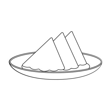 Beyaz arka plan üzerinde izole anahat tarzı plaka simgesine peçeteler katlanmış. Olay hizmeti sembol stok vektör çizim.