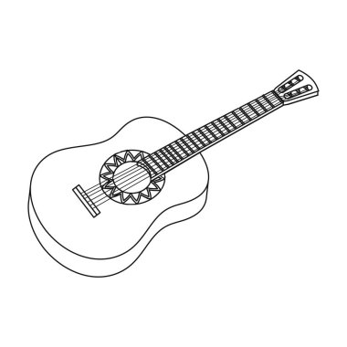 Beyaz arka plan üzerinde izole anahat tarzı Meksikalı akustik gitar simgesi. Meksika ülke sembol stok vektör çizim.