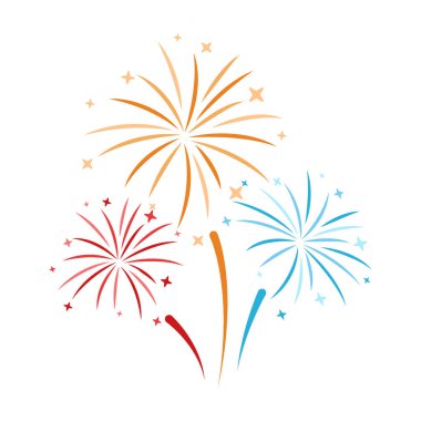 Beyaz arka plan üzerinde izole karikatür tarzı renkli fireworks simgesini. Olay hizmeti sembol stok vektör çizim.