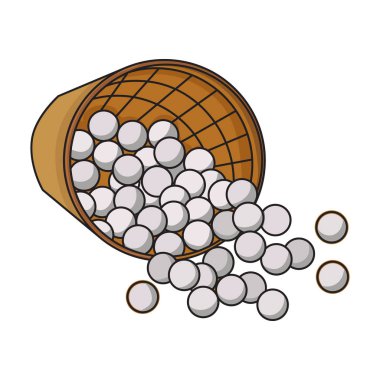 Golf topları simgesi beyaz arka plan üzerinde izole karikatür tarzı sepetle. Golf Kulübü sembol stok vektör çizim.