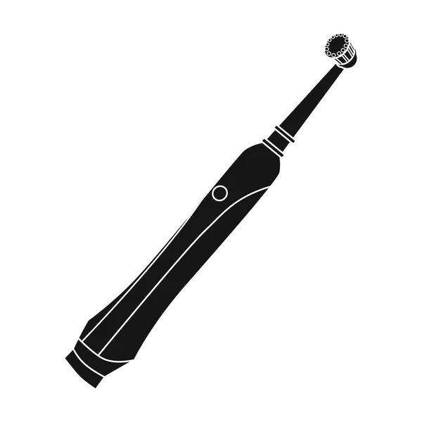Icona dello spazzolino elettrico in stile nero isolato su sfondo bianco. Illustrazione vettoriale del simbolo di cura dentale . — Vettoriale Stock