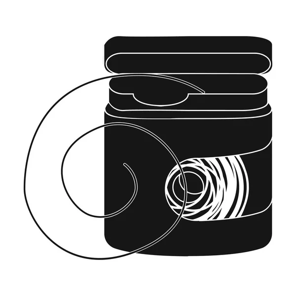Tandzijde pictogram in zwarte stijl geïsoleerd op een witte achtergrond. Tandheelkundige zorg symbool voorraad vectorillustratie. — Stockvector