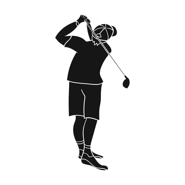 Golfista po kop ikonu v černém stylu izolovaných na bílém pozadí. Golf club symbol akcií vektorové ilustrace. — Stockový vektor