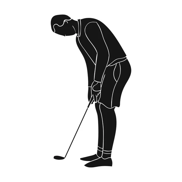 Golfista prima icona calcio in stile nero isolato su sfondo bianco. Golf club simbolo stock vettoriale illustrazione . — Vettoriale Stock