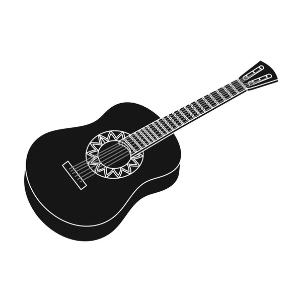 Ícone de guitarra acústica mexicana em estilo preto isolado em fundo branco. México país símbolo estoque vetor ilustração . — Vetor de Stock