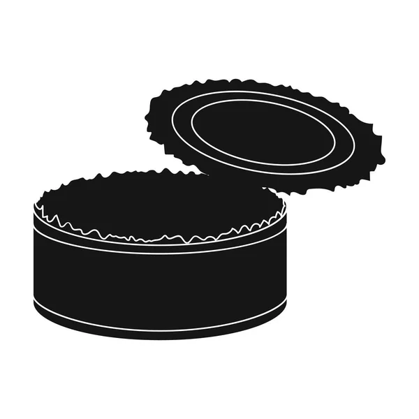 Lata de metal abierto icono en estilo negro aislado sobre fondo blanco. Basura y basura símbolo stock vector ilustración . — Vector de stock