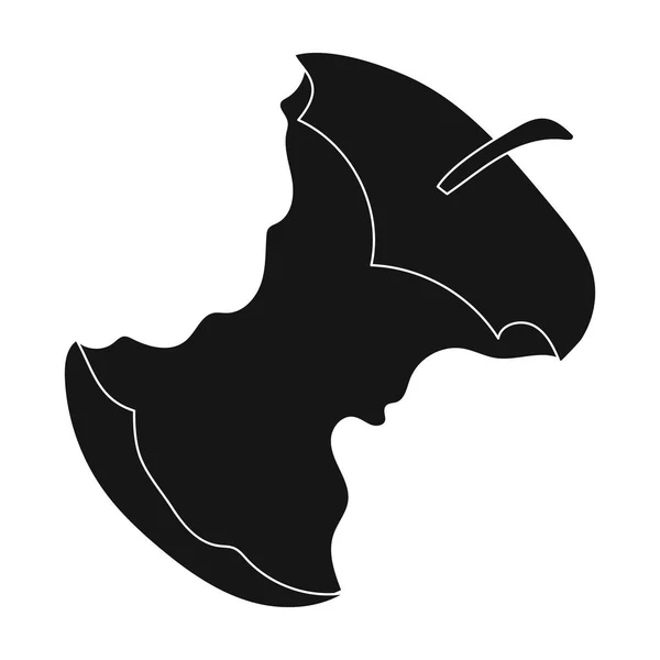 Stub voor apple-pictogram in zwarte stijl geïsoleerd op een witte achtergrond. Afval en vuilnis symbool voorraad vectorillustratie. — Stockvector