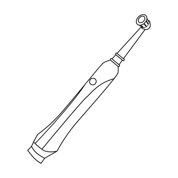 Ícone de escova de dentes elétrica em estilo esboço isolado no fundo branco. Ilustração do vetor do estoque do símbolo do cuidado dental . —  Vetores de Stock