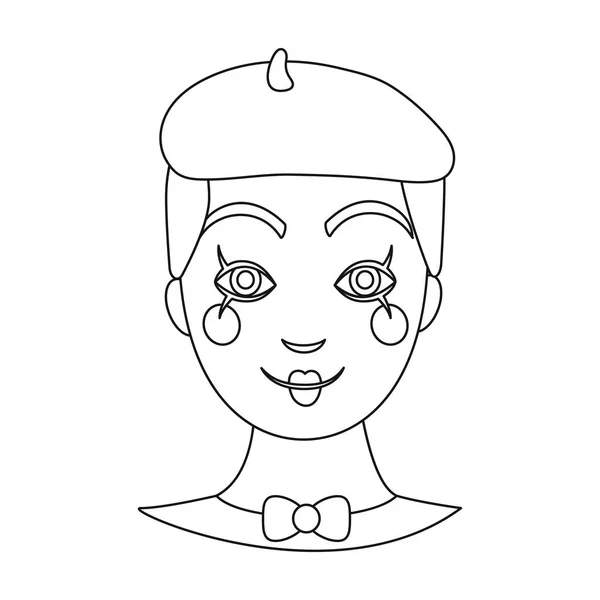 Icône de l'artiste Mime dans le style de contour isolé sur fond blanc. Événement service symbole stock vecteur illustration . — Image vectorielle