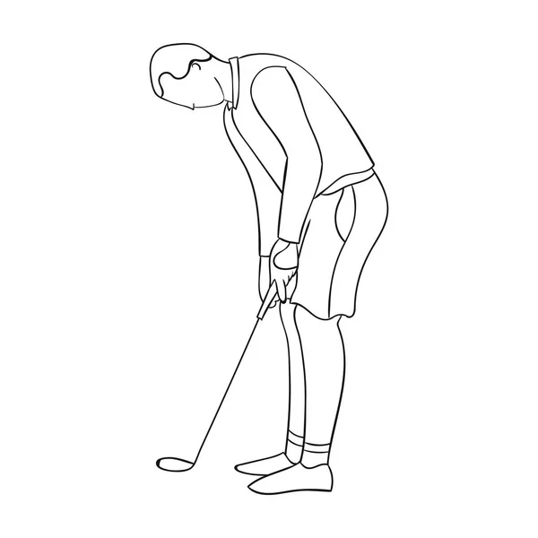 Golfer voordat kick pictogram in kaderstijl geïsoleerd op een witte achtergrond. Golfclub symbool voorraad vectorillustratie. — Stockvector