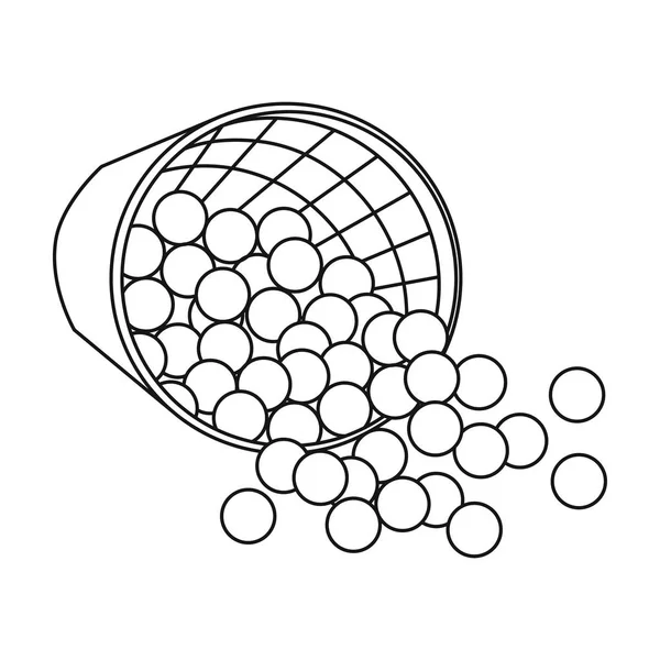 Кошик з кульками для гольфу в контурному стилі ізольовано на білому тлі. Гольф клуб символ запас Векторні ілюстрації . — стоковий вектор