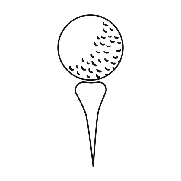 Bola de golfe no ícone tee em estilo esboço isolado no fundo branco. Golf clube símbolo estoque vetor ilustração . — Vetor de Stock