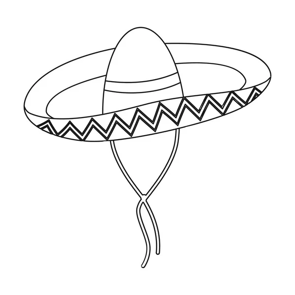 Мексиканская иконка сомбреро в обводном стиле выделена на белом фоне. Векторная иллюстрация символов Мексики . — стоковый вектор