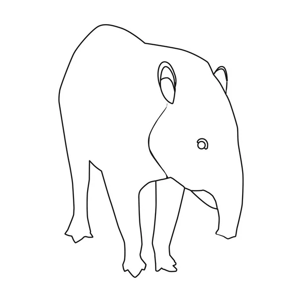 Icono de tapir mexicano en estilo de contorno aislado sobre fondo blanco. México país símbolo stock vector ilustración . — Vector de stock