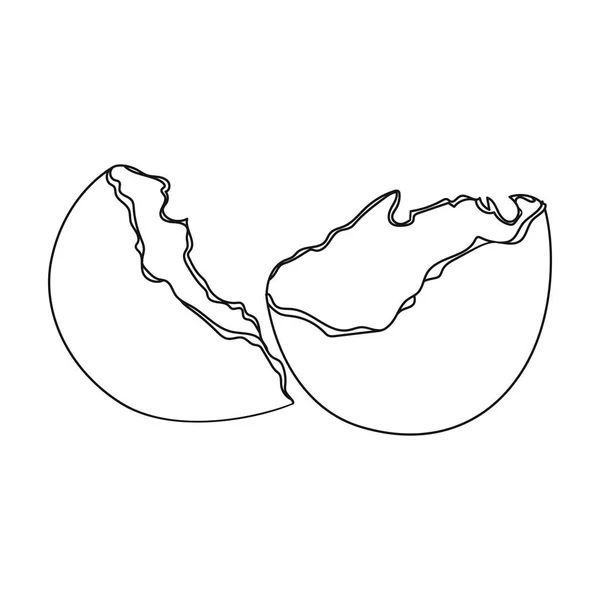 Icono de cáscara de huevo roto en estilo de contorno aislado sobre fondo blanco. Basura y basura símbolo stock vector ilustración . — Vector de stock