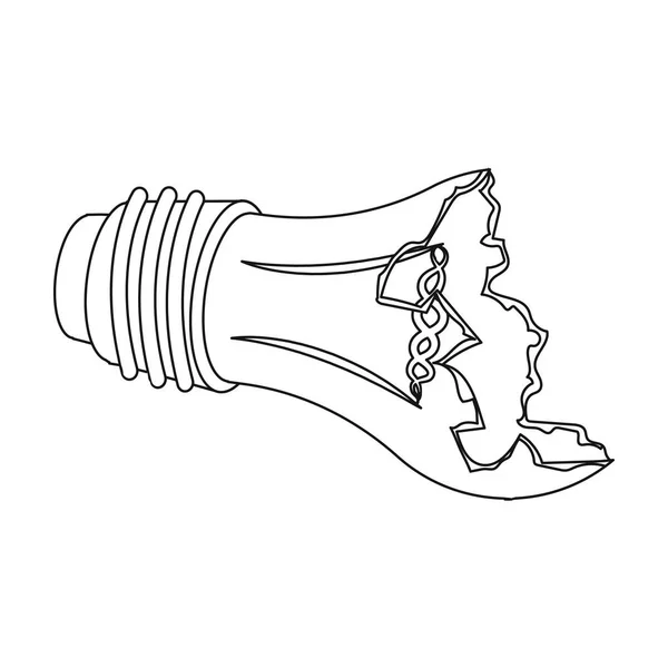 Icona lampadina rotto in stile contorno isolato su sfondo bianco. Illustrazione vettoriale del simbolo della spazzatura e della spazzatura . — Vettoriale Stock