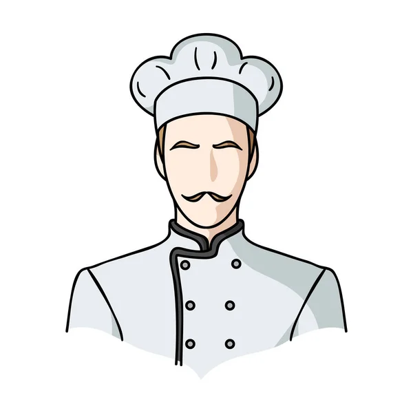 Icône de chef de restaurant dans le style de dessin animé isolé sur fond blanc. Restaurant symbole illustration vectorielle de stock . — Image vectorielle