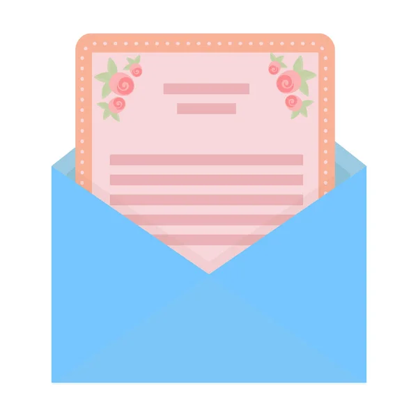 Envelope com ícone de cartão de convite em estilo cartoon isolado no fundo branco. Ilustração de vetor de estoque de símbolo de serviço de evento . — Vetor de Stock