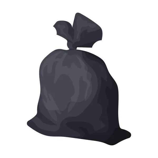 Icono de bolsa de basura en estilo de dibujos animados aislado sobre fondo blanco. Basura y basura símbolo stock vector ilustración . — Vector de stock