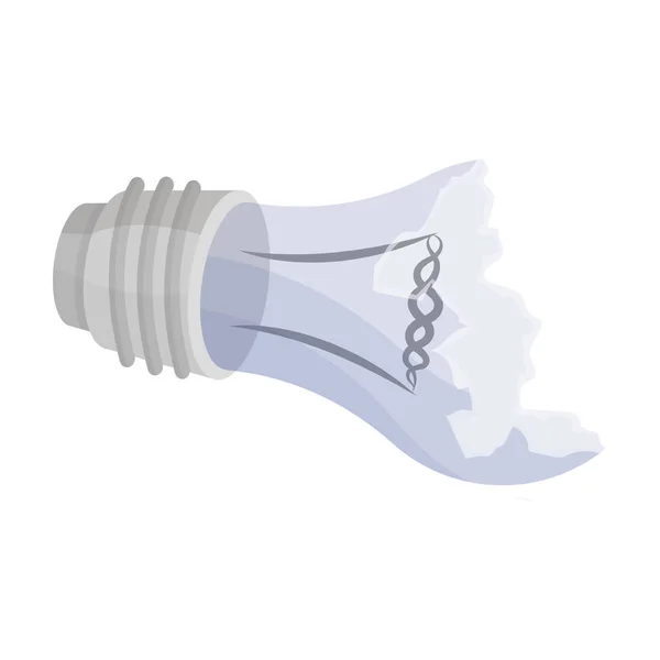 Kaputtes Glühbirnen-Symbol im Cartoon-Stil isoliert auf weißem Hintergrund. Trash und Garbage Symbol Aktienvektor Illustration. — Stockvektor