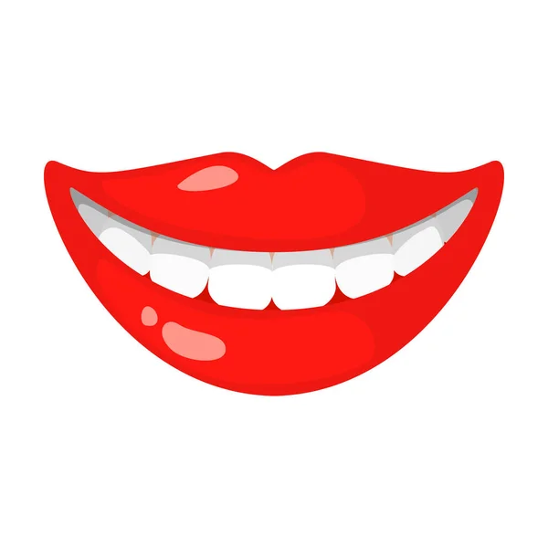 Sonrisa con dientes blancos icono en estilo de dibujos animados aislados sobre fondo blanco. cuidado dental símbolo stock vector illustration.s — Archivo Imágenes Vectoriales