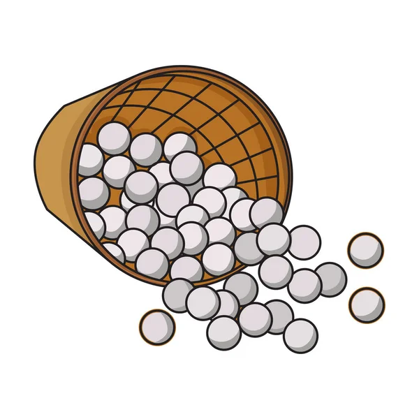 Cesta con icono de pelotas de golf en estilo de dibujos animados aislados sobre fondo blanco. Golf club símbolo stock vector ilustración . — Vector de stock