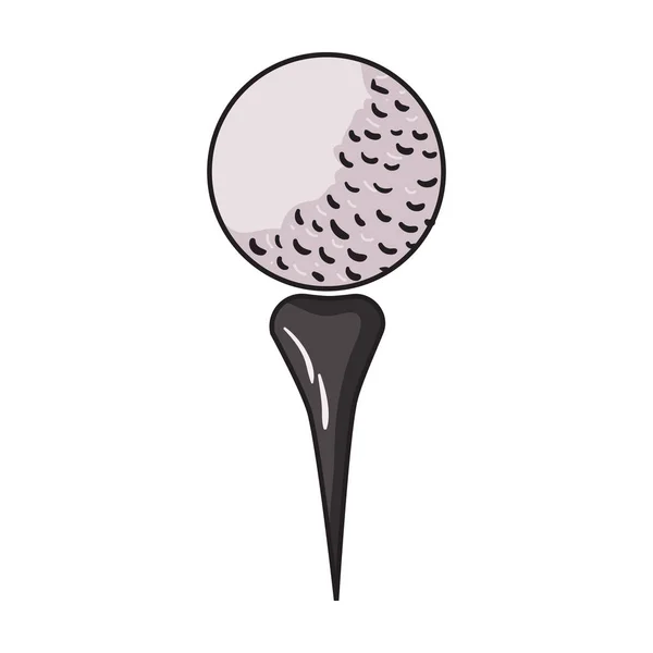 Мяч для гольфа на иконке "ти" в мультяшном стиле выделен на белом фоне. Векторная иллюстрация символов гольф-клуба . — стоковый вектор