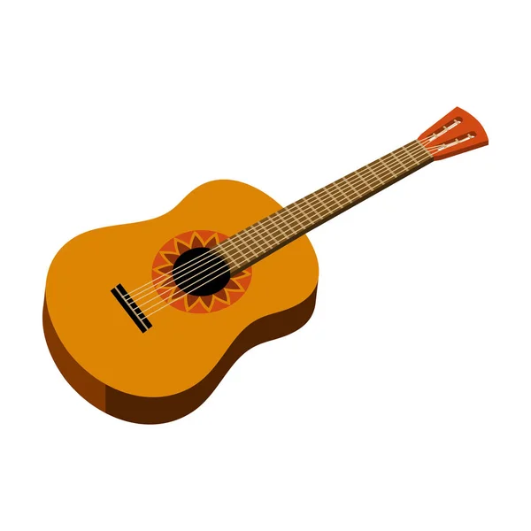 Icono de guitarra acústica mexicana en estilo de dibujos animados aislado sobre fondo blanco. México país símbolo stock vector ilustración . — Vector de stock