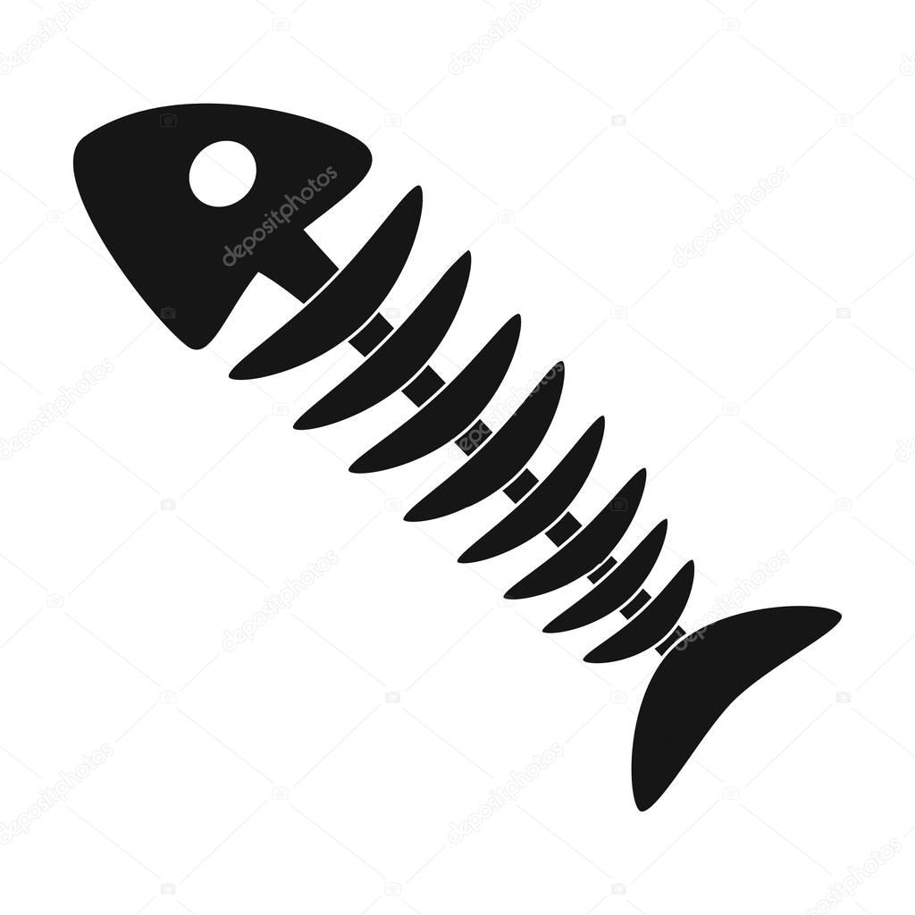 Download Fish skeleton icon in black style isolated on white background. Trash and garbage symbol stock ...