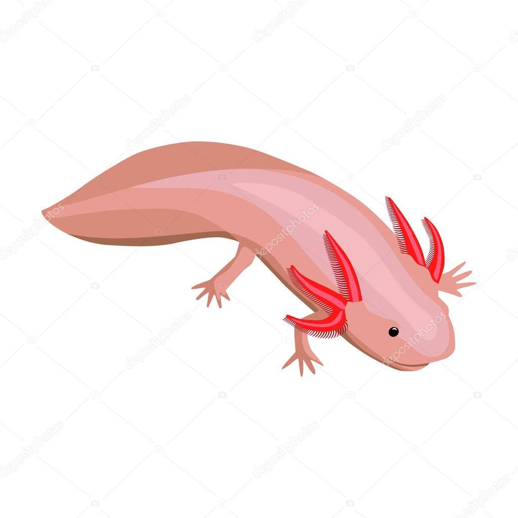 Mexican axolotl icon in cartoon style isolated on white background. Mexico country symbol vector illustration.