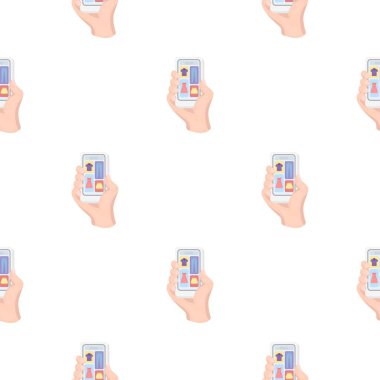 Mobil Online simgesi beyaz arka plan üzerinde izole karikatür tarzı alışveriş. E-ticaret sembol stok vektör çizim.