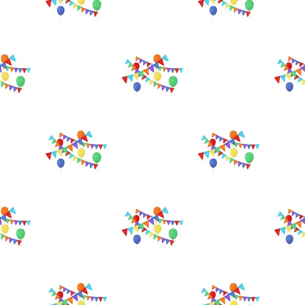 Banderas de fiesta y globos icono en estilo de dibujos animados aislados sobre fondo blanco. Evento servicio símbolo stock vector ilustración . — Archivo Imágenes Vectoriales